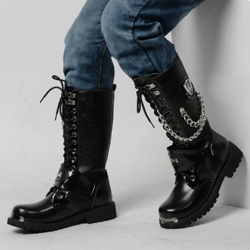 Luxury Men Motorcycle Boots Mi - Steel Chain ulasan dan harga