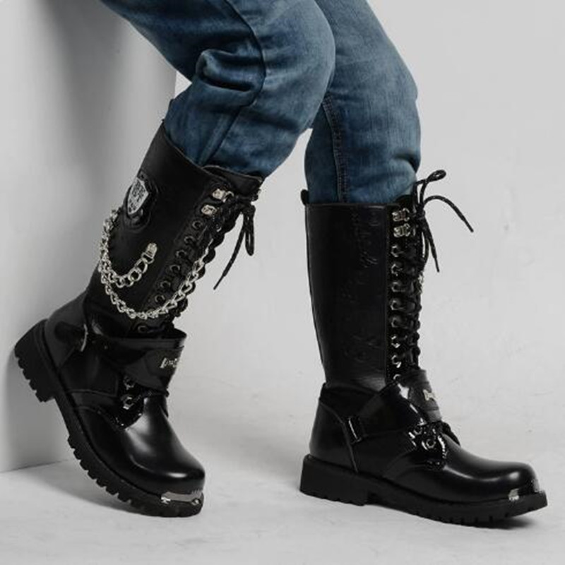 Men Fashion Motorcycle Boots M - Motorcycle Chain ulasan dan harga